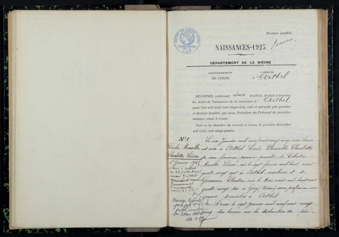 Arthel : actes d'état civil.