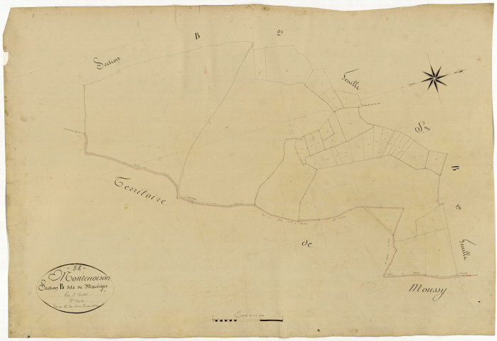 Montenoison, cadastre ancien : plan parcellaire de la section B dite de Marciges, feuille 2