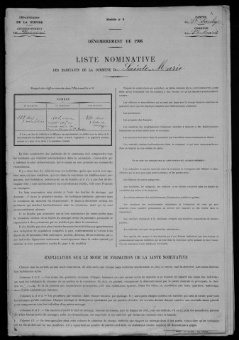Sainte-Marie : recensement de 1906