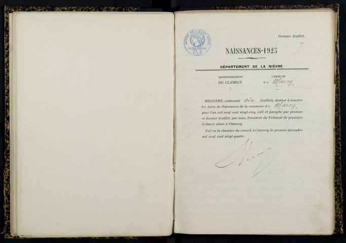 Marcy : actes d'état civil.