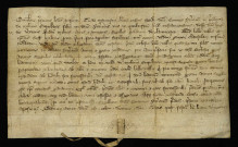 Fondation de Verrières. - Rente assignée en la bannie de Moulins-Engilbert sur le fief de Solières (commune de Saint-Péreuse), donation par Hugues de Verrières à l'abbaye de Bellevaux (commune de Limanton) : copie du traité d'août 1310.