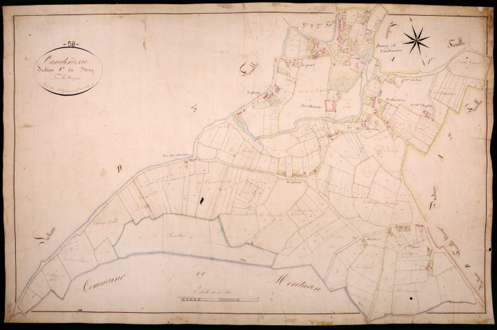 Vandenesse, cadastre ancien : plan parcellaire de la section C dite du Bourg