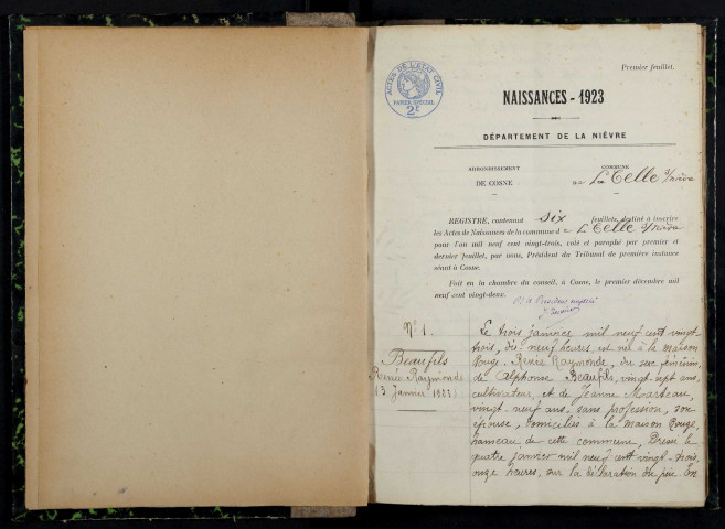 La Celle-sur-Nièvre : actes d'état civil.
