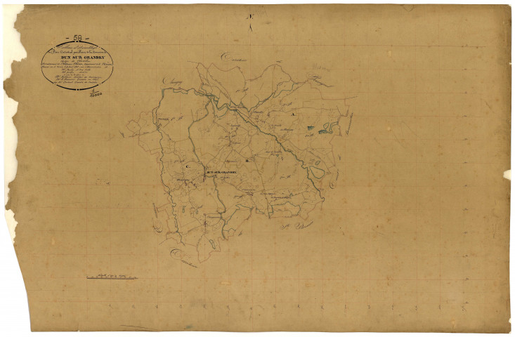 Dun-sur-Grandry, cadastre ancien : tableau d'assemblage
