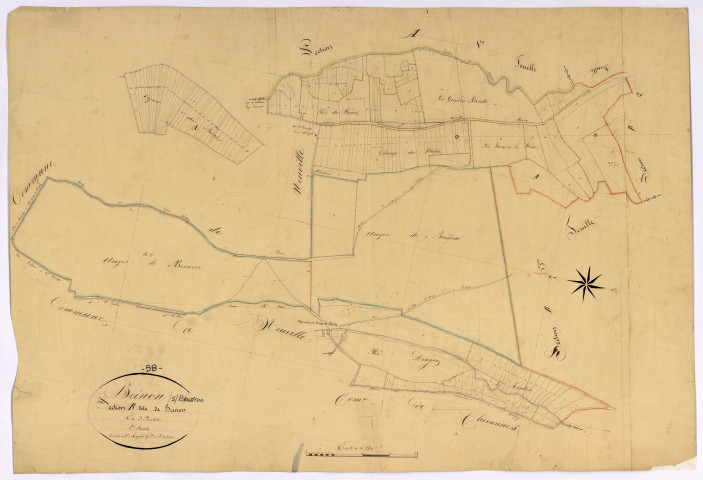 Brinon-sur-Beuvron, cadastre ancien : plan parcellaire de la section B dite de Brinon, feuille 1
