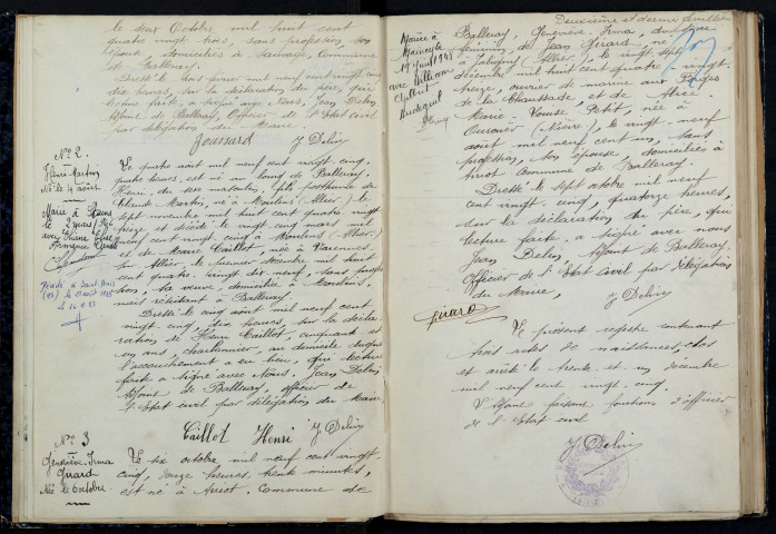 Balleray : actes d'état civil.