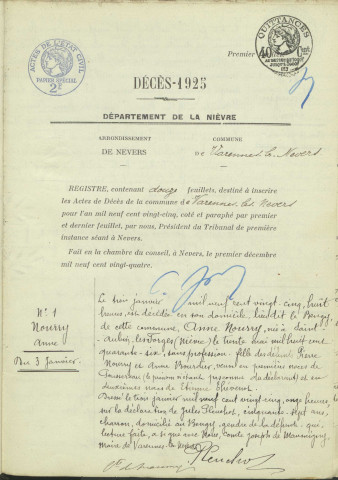 Varennes-lès-Nevers : actes d'état civil (décès).