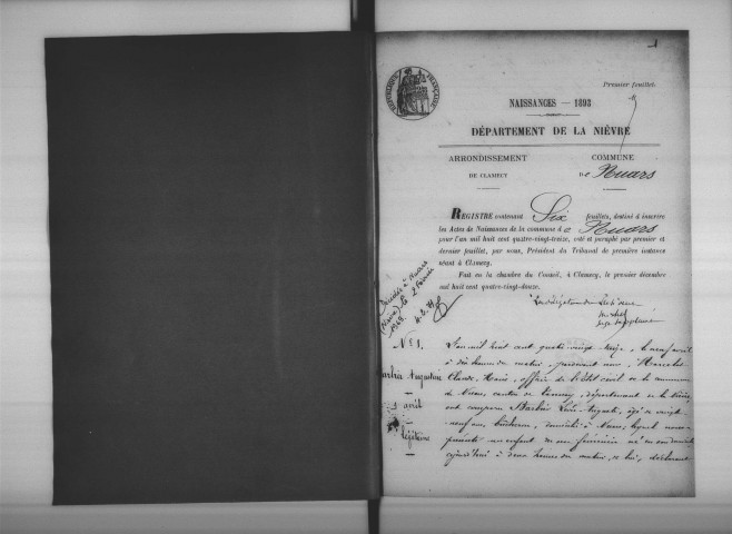 Nuars : actes d'état civil.