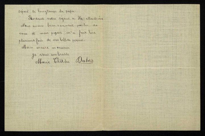 DUBOIS (Marie-Thérèse), à Saint-Benin-d'Azy (Nièvre) : 1 lettre.