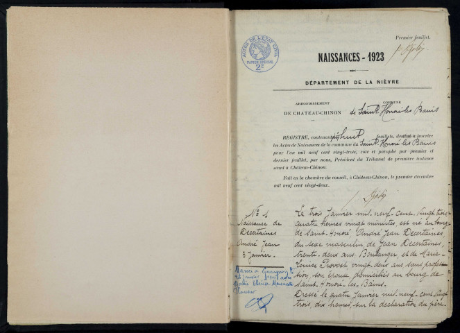 Saint-Honoré-les-Bains : actes d'état civil.