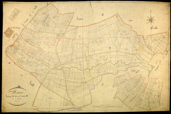 Nuars, cadastre ancien : plan parcellaire de la section B dite de Nuars, feuille 2