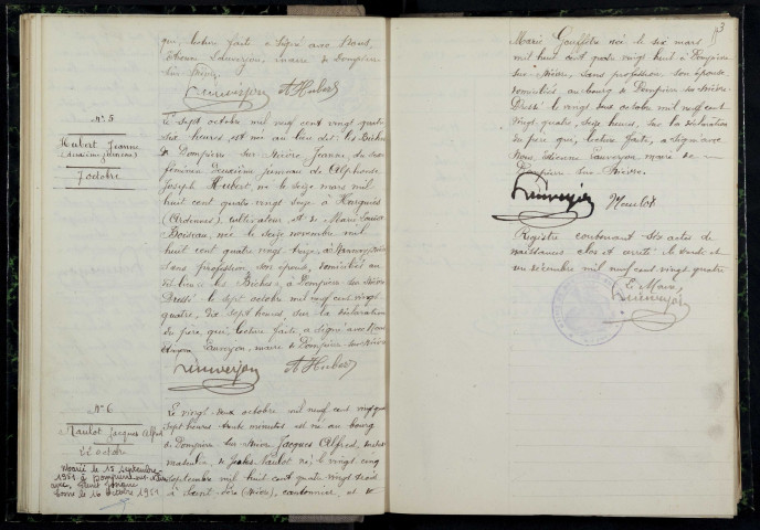 Dompierre-sur-Nièvre : actes d'état civil.