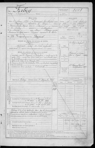 Bureau de Nevers, classe 1891 : fiches matricules n° 1001 à 1500