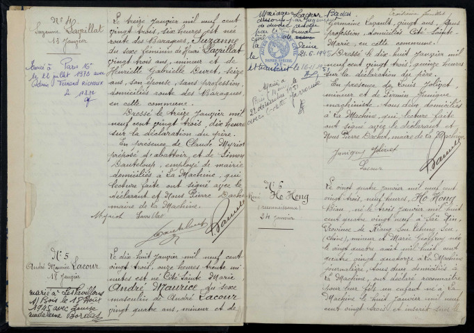 La Machine : actes d'état civil (naissances).