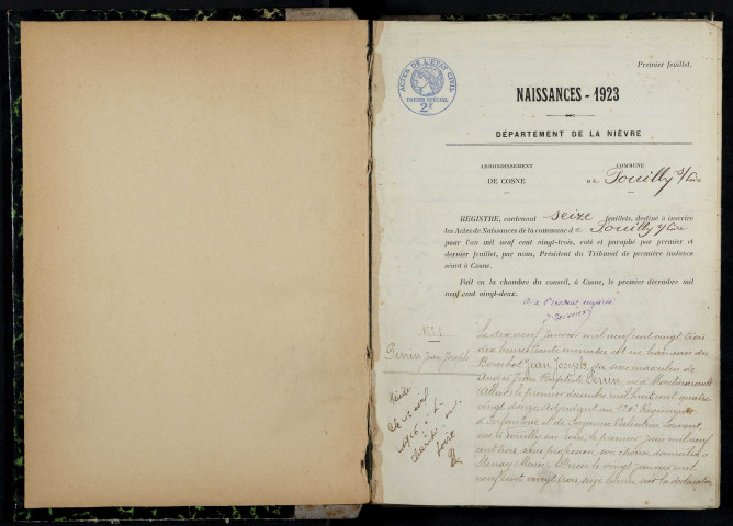 Pouilly-sur-Loire : actes d'état civil.