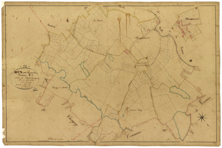 Dun-sur-Grandry, cadastre ancien : plan parcellaire de la section C dite de Monchougny, feuille 3