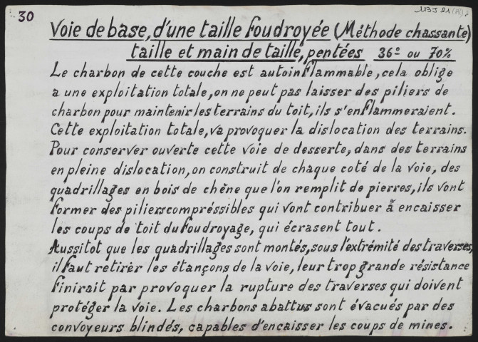 Voie de base, taille chassante, tête motrice, taille mécanisée, traverse selon pente.