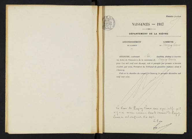 Magny-Lormes : actes d'état civil.