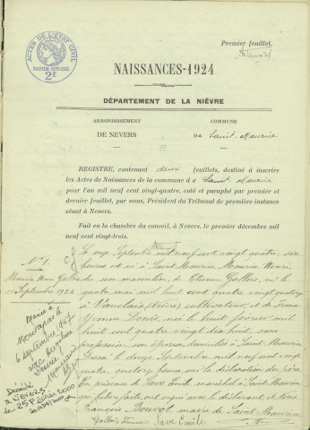 Saint-Maurice : actes d'état civil.