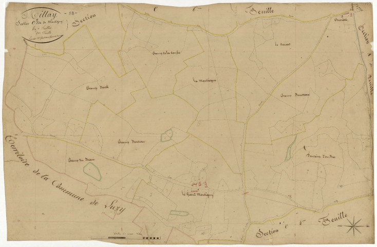 Millay, cadastre ancien : plan parcellaire de la section C dite de Montigny, feuille 5