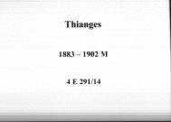 Thianges : actes d'état civil (mariages).