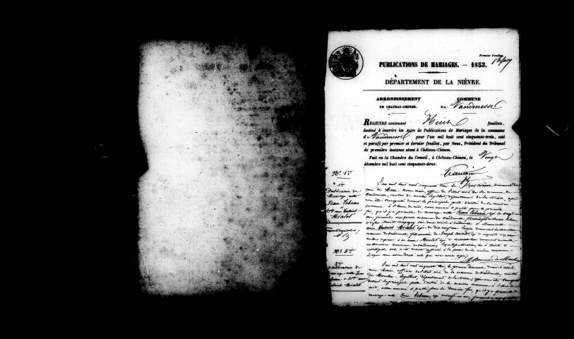 Vandenesse : actes d'état civil.