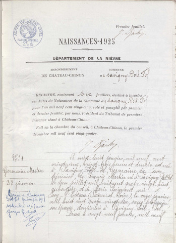 Savigny-Poil-Fol : actes d'état civil.