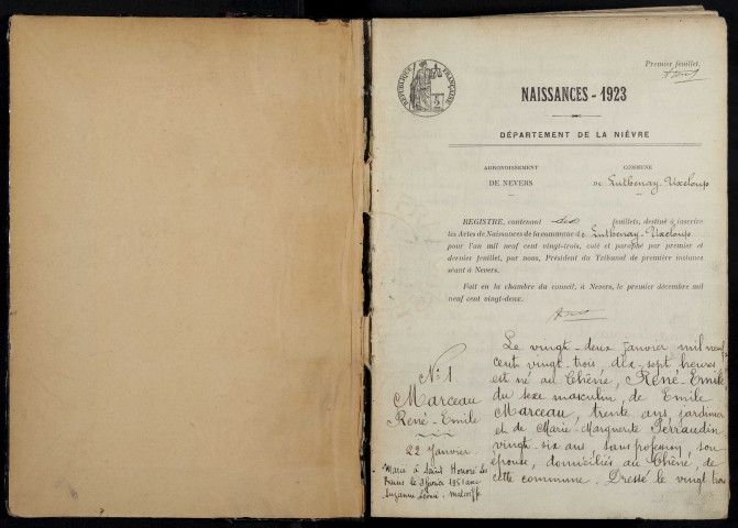 Luthenay-Uxeloup : actes d'état civil.