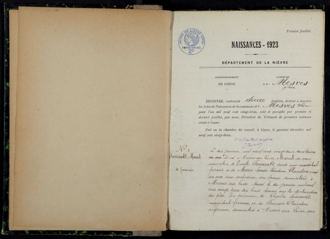 Mesves-sur-Loire : actes d'état civil.