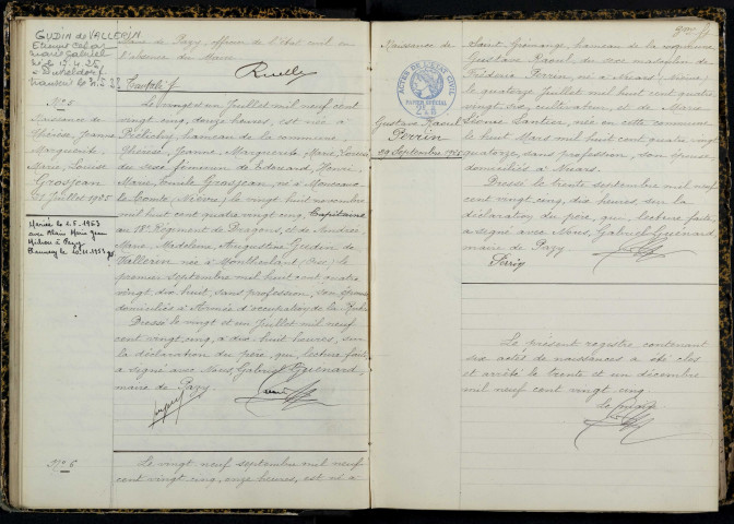 Pazy : actes d'état civil.