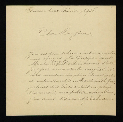 DARGELAS (André-Henri), peintre et poète (1828-1906) : 3 lettres, manuscrit.