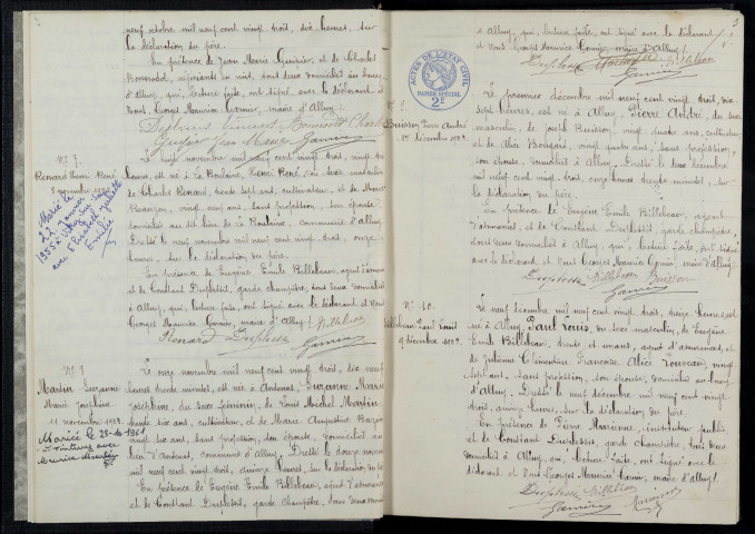 Alluy : actes d'état civil.