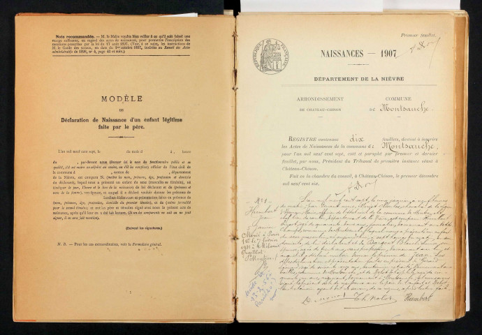 Montsauche-les-Settons : actes d'état civil.