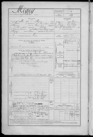 Bureau de Cosne, classe 1890 : fiches matricules n° 1 à 498