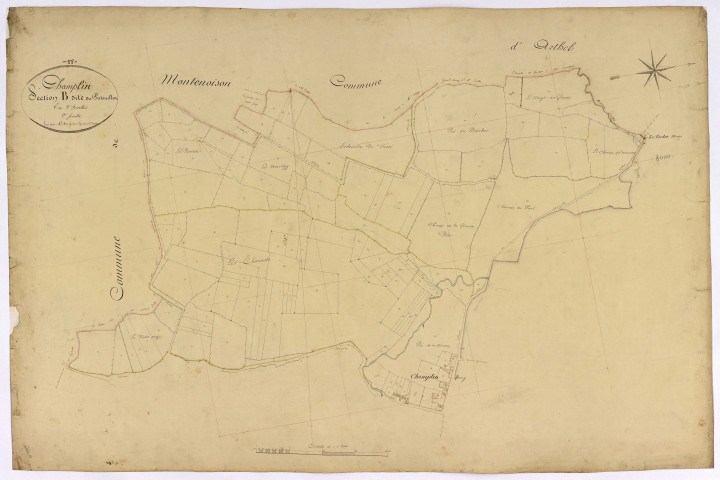 Champlin, cadastre ancien : plan parcellaire de la section B dite du Patouillat, feuille 2