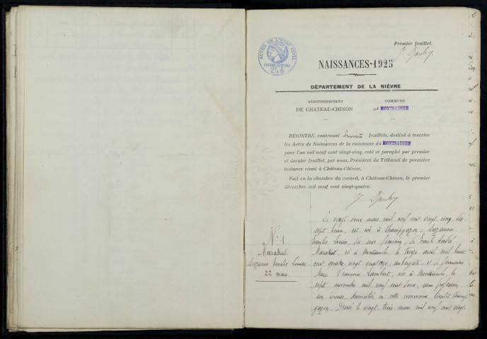 Montsauche-les-Settons : actes d'état civil.
