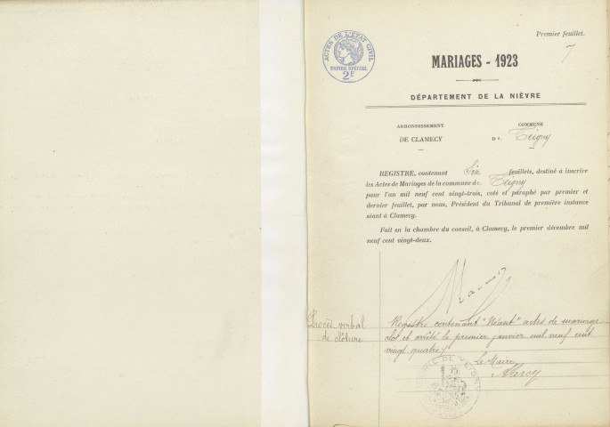 Teigny : actes d'état civil.