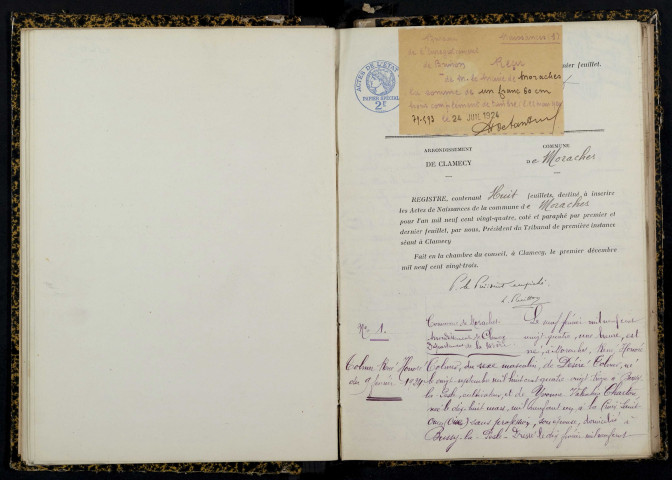 Moraches : actes d'état civil.