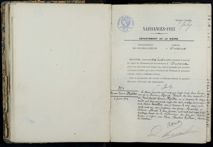 Ouroux-en-Morvan : actes d'état civil.
