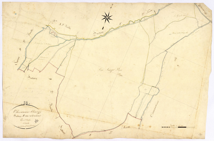 Chevannes-Changy, cadastre ancien : plan parcellaire de la section B dite de Chevannes, feuille 1