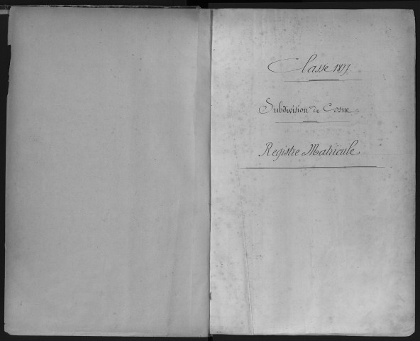 Bureau de Cosne, classe 1877 : fiches matricules n° 1 à 1750