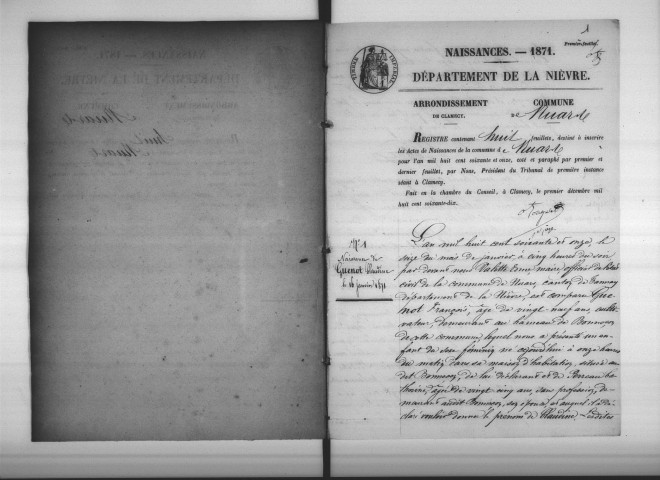 Nuars : actes d'état civil.