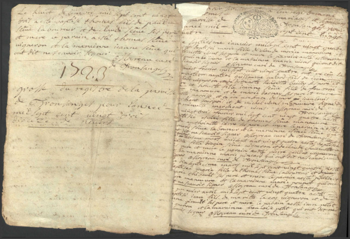 Tronsanges : registres paroissiaux.