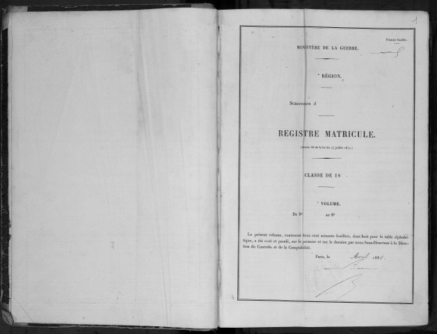 Bureau de Cosne, classe 1880 : répertoire des fiches matricules n° 1 à 494