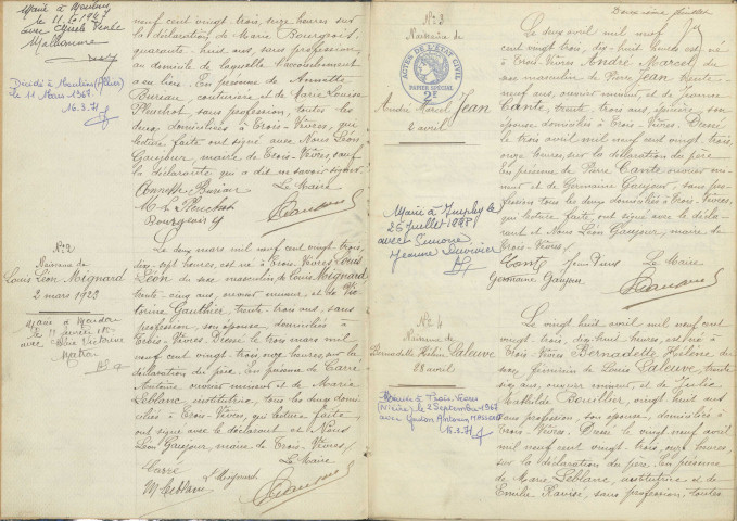 Trois-Vèvres : actes d'état civil.