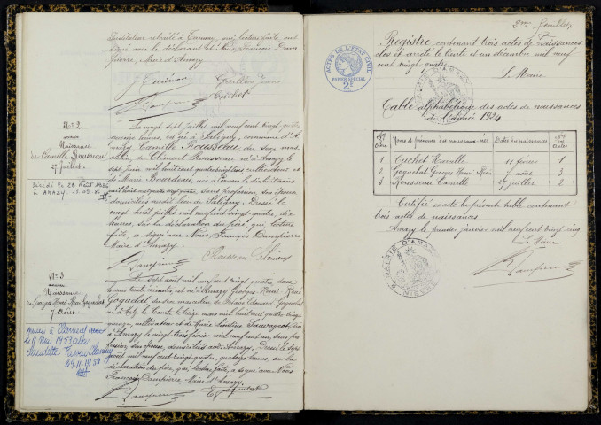 Amazy : actes d'état civil.