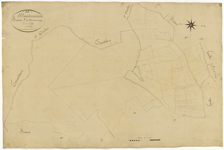 Montenoison, cadastre ancien : plan parcellaire de la section C dite de Montenoison, feuille 3