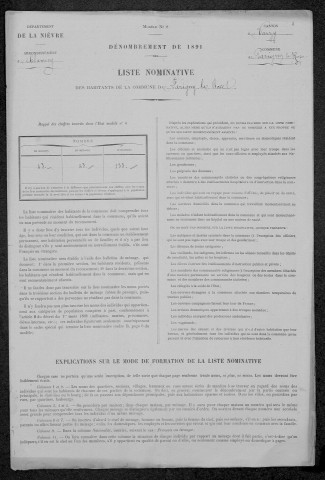 Parigny-la-Rose : recensement de 1891