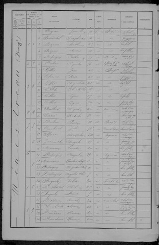 Menestreau : recensement de 1891