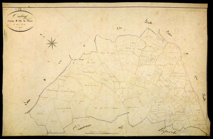 Onlay, cadastre ancien : plan parcellaire de la section D dite de Brion, feuille 3